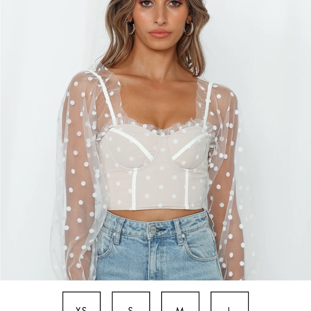 Hello Molly cream polka dot top